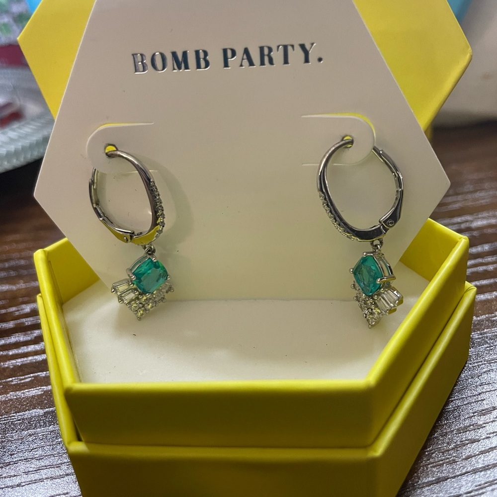 BP Shimmering Fanfare RBP3587 Lab Created Dark Aquamarine Rhodium Plating